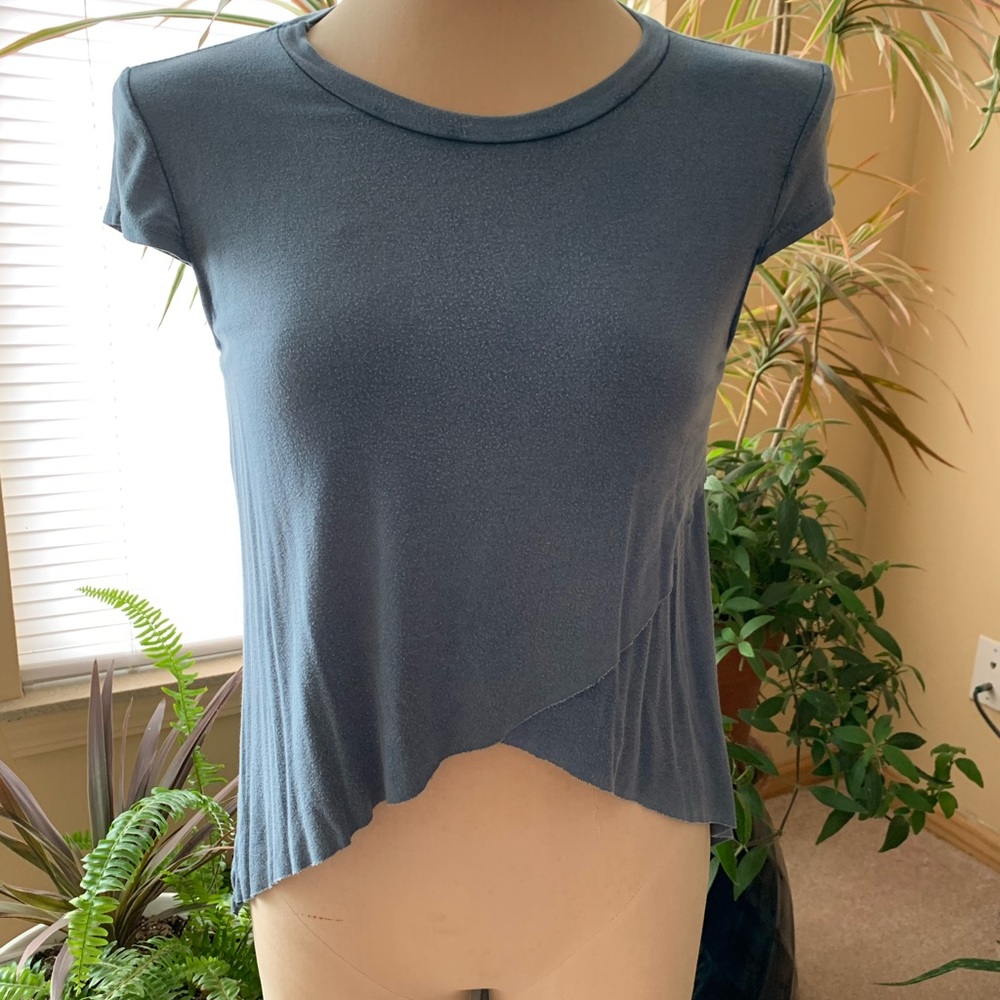 Dusty Blue high-low cut shirt